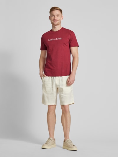 CK Calvin Klein T-Shirt mit Label-Print Bordeaux 1