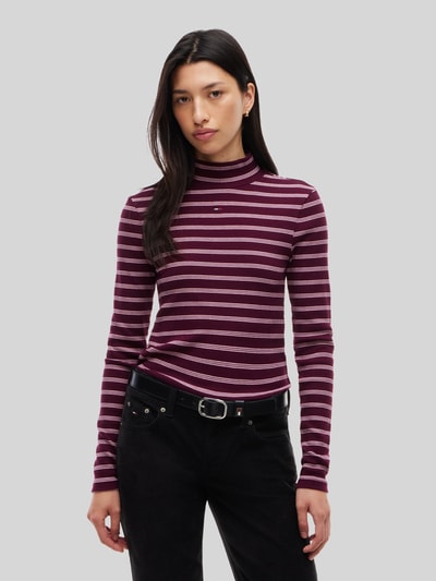 Tommy Jeans Slim Fit Langarmshirt aus Baumwoll-Mix Bordeaux 4