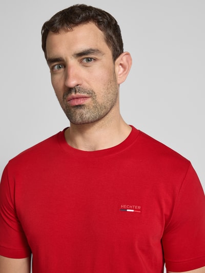 HECHTER PARIS T-shirt met labelprint Lichtrood - 3