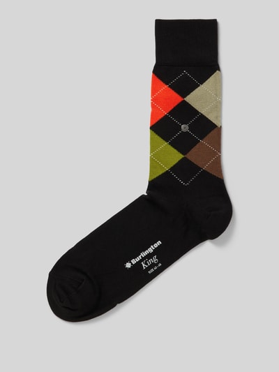 Burlington Socken mit Label-Detail Modell 'KING' Black 1