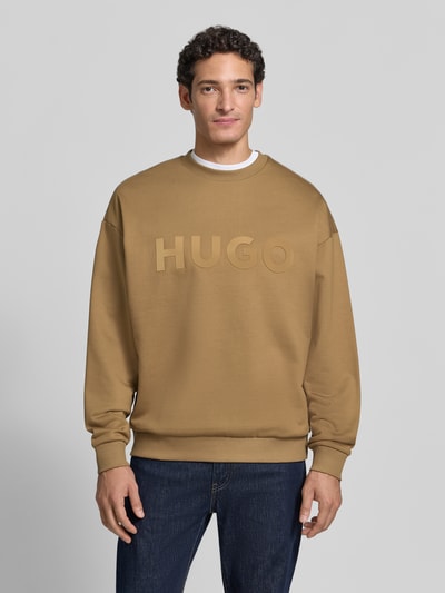 HUGO Regular Fit Sweatshirt aus reiner Baumwolle Modell 'Dinex' Beige 4