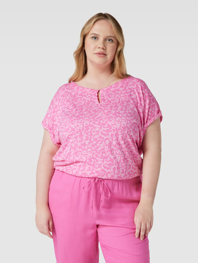 Tom Tailor Plus PLUS SIZE T-shirt met all-over motief Felroze - 4