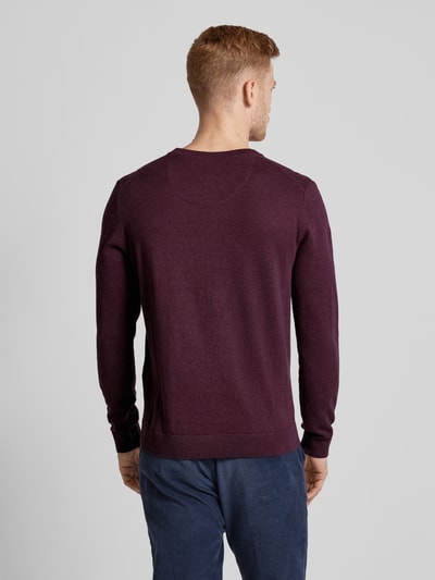 Tom Tailor Strickpullover mit Label-Stitching Modell 'BASIC' Bordeaux 5