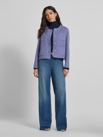 Marc Cain Regular Fit Jacke aus reiner Baumwolle mit Rundhalsausschnitt Lavender 1