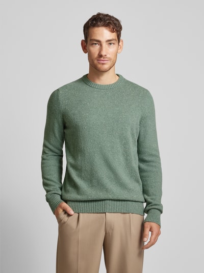 Marc O'Polo Regular fit gebreide pullover van Italiaans gespikkeld tweedgaren Mintgroen - 4