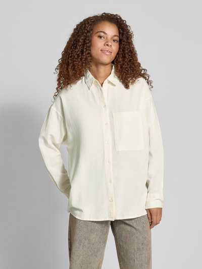 Review Bluse mit überschnittenen Schultern und Brusttasche Offwhite 4