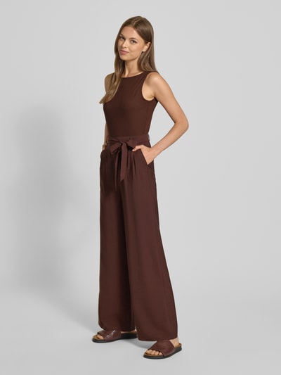 Zero Relaxed fit jumpsuit met viscose en een tailleband Middenbruin - 1