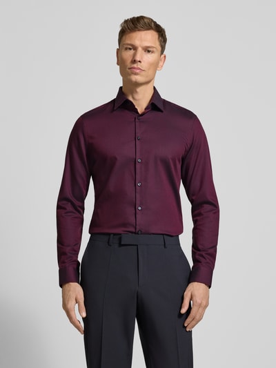 Jake*s Koszula biznesowa o kroju slim fit z bawełny z kołnierzykiem typu kent Bordowy 4