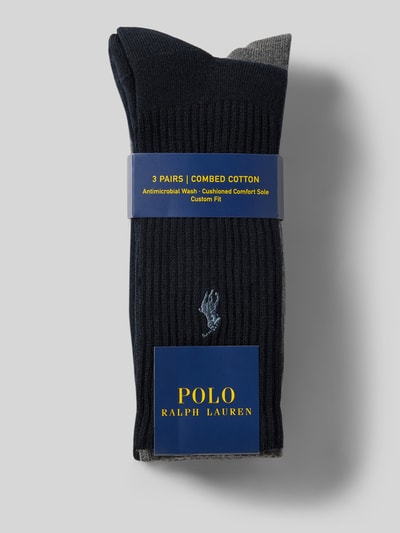 Produktfoto, Socken met stretch-aandeel in 3-pack van Polo Ralph Lauren, katoenmix, geribde boorden, label-stiksel, gevoerde zool