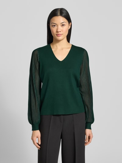 s.Oliver BLACK LABEL Sweter o kroju regular fit z półprzezroczystymi, bufiastymi rękawami Zielony 4