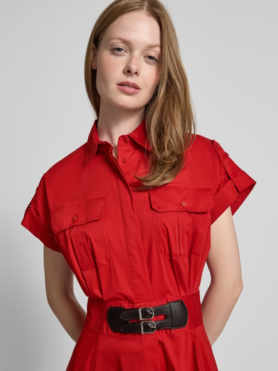 Lauren Ralph Lauren Sukienka midi z kołnierzykiem koszulowym Czerwony 3