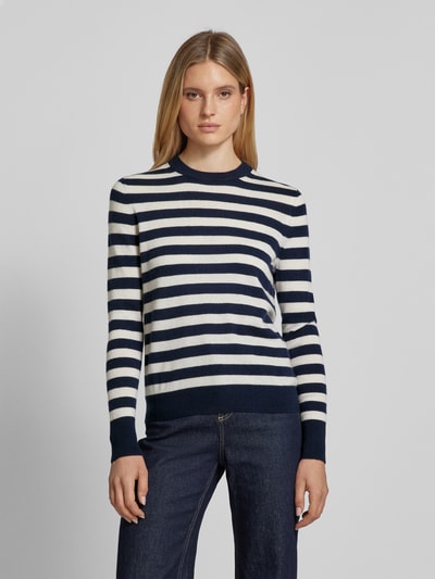 Jake*s Casual Gebreide pullover met ribboorden Donkerblauw - 4