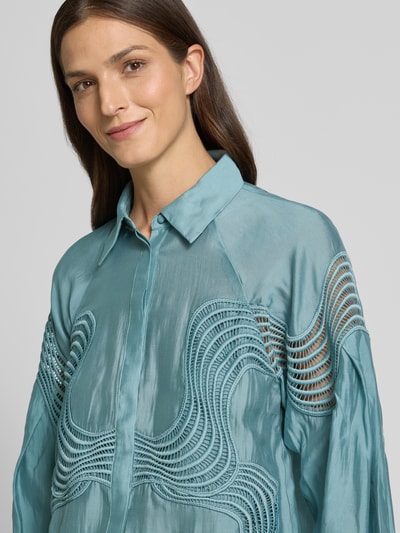 Copenhagen Muse Bluzka koszulowa z krytą listwą guzikową model ‘MOLLY’ Petrol 3