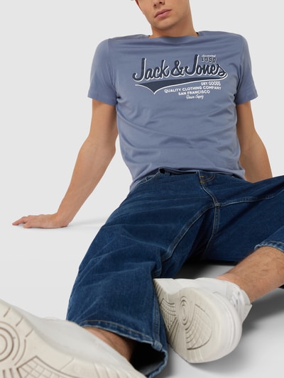 Jack & Jones T-shirt z nadrukiem z logo Błękitny 3