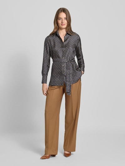 Max Mara Studio Regular Fit Hemdbluse aus bedruckter Seide Modell 'BOCCALE' Marine 1