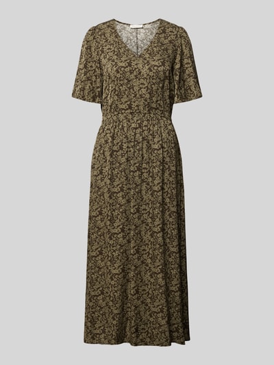 Produktfoto, Tailliertes Freizeitkleid aus reiner Viskose von Marc O'Polo, olivgrünes Muster, strukturierte fein gemusterte Oberfläche