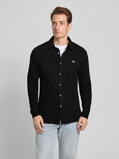 Lacoste Koszula casualowa o kroju slim fit z fakturą Czarny 4