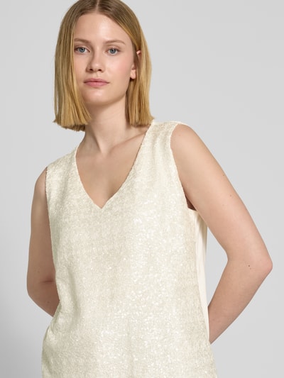 MORE & MORE Tanktop mit Paillettenbesatz Offwhite 3