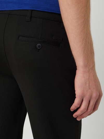 !Solid Skinny fit chino met stretch, model 'Dave Barro' Zwart - 3