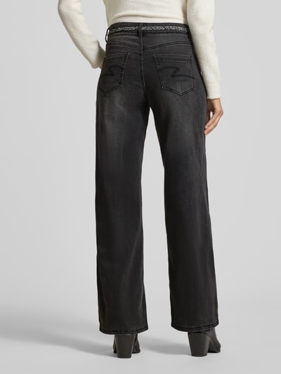 ZABAIONE Wide Leg Jeans mit Gürtel Dunkelgrau 5