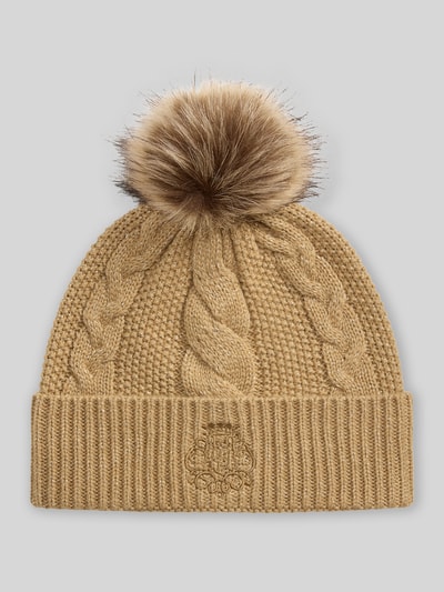 Lauren Ralph Lauren Muts met pompon van bont Camel - 1