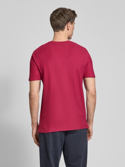 Fynch-Hatton T-shirt met logostitching Bordeaux - 5