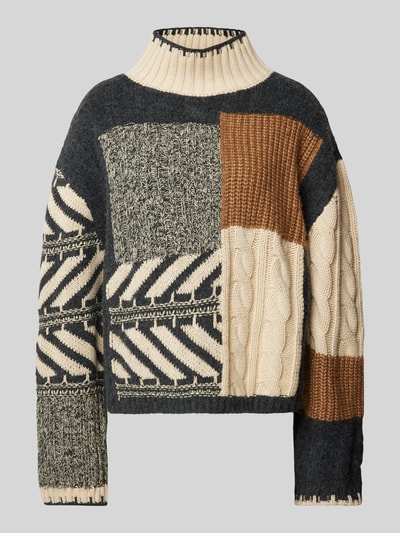 Jake*s Casual Sweter z dzianiny ze stójką Czarny 2