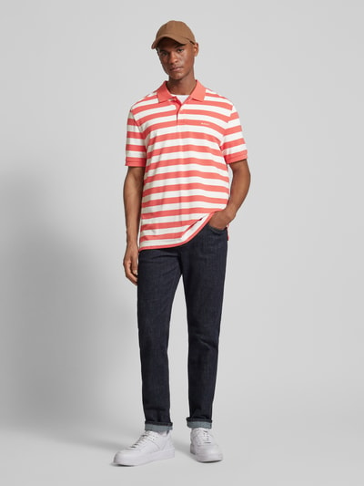 Gant Poloshirt met labelstitching, model 'STRIPE' Felroze - 1