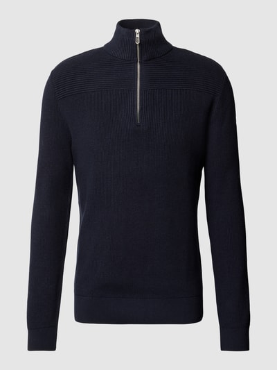 Tom Tailor Gebreide pullover met korte ritssluiting Marineblauw gemêleerd - 2