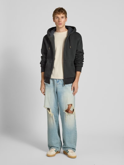 Superdry Bluza rozpinana z kapturem i kieszenią kangurką Grafitowy 1