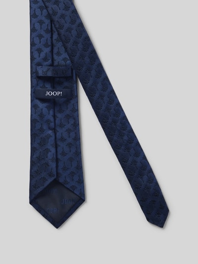 Produktfoto, Krawatte aus Seide im Allover-Look (8 cm) von JOOP! Collection, dunkelblau mit dezentem Muster, klassische Form, Label-Detail