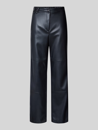 MaxMara Leisure Straight fit stoffen broek in leerlook, 'STRUZZO' Zwart - 1