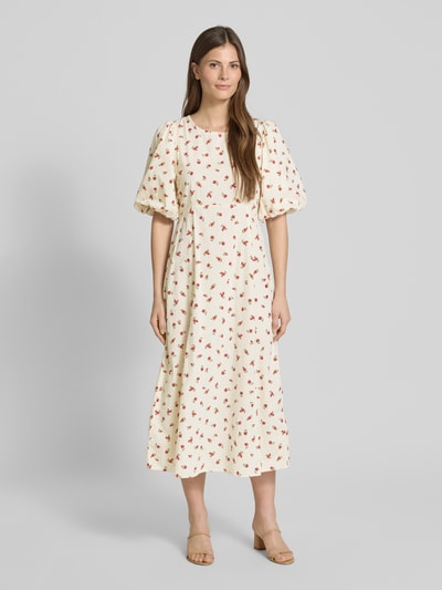 ICHI Midikleid mit Puffärmeln Modell 'ROSEY' Offwhite 4