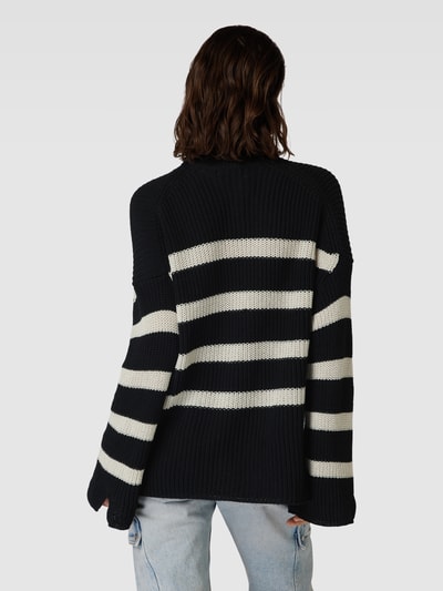 Only Gebreide pullover met streepmotief, model 'BELLA' Zwart - 5