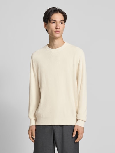 BOSS Regular Fit Strickpullover aus Viskose-Mix Modell 'P-HORSO' Offwhite 4