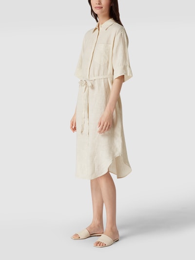 Gant Hemdblusenkleid aus Leinen mit Taillengürtel Beige 4