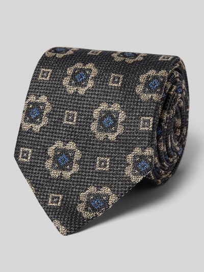 REAL GUYS Stropdas van wolmix met logopatch (8,5 cm) Antraciet - 1