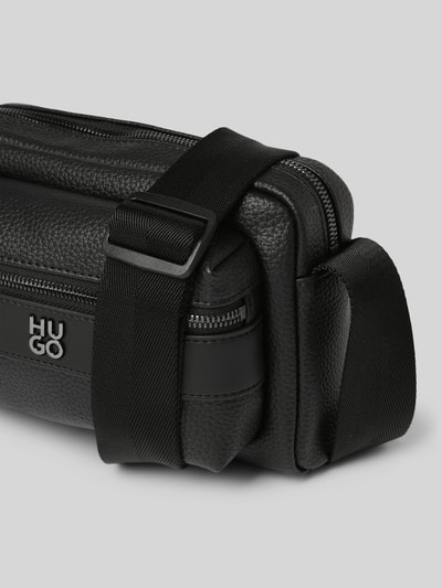 HUGO Crossbodytas met labeldetail, model 'Quantic' Zwart - 3