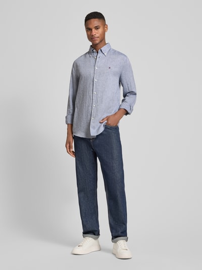 Tommy Hilfiger Regular Fit Freizeithemd aus Baumwoll-Leinen-Mix  Marine 1
