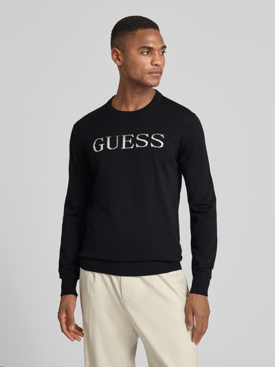 GUESS Regular Fit Pullover in Strick-Optik Modell 'Kane' Black 4