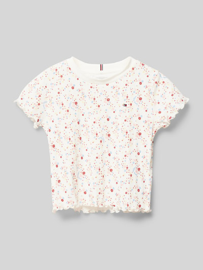 Tommy Hilfiger Teens T-shirt met golvende zoom, model 'FLOWER POINTELLE' Ecru - 1