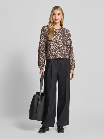 monari Sweatjack in all-over look met ronde hals Beige - 1