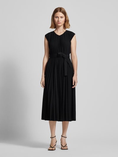 MaxMara Leisure Midi-jurk met plissévouwen, model 'KISS' Zwart - 4