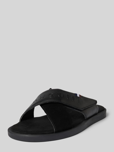 bugatti Leren sandalen met labelopschrift, model 'Derek' Zwart - 1