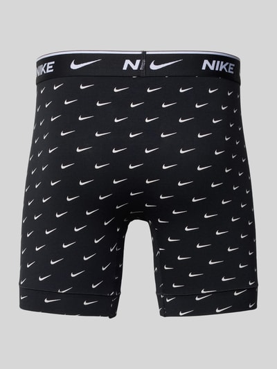 Produktfoto, schwarze Trunks mit Logo-Schriftzug Modell 'E-DAY' von Nike, eng anliegende Passform, elastischer Bund, Label-Print