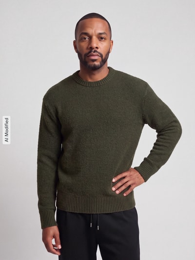 Selected Pullover mit Strukturstrick Dunkelgruen 4