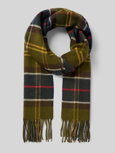 Barbour Sjaal met wol, model 'YAXLEY' Olijfgroen - 1