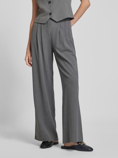 Soyaconcept Wide Leg Bundfaltenhose mit Gürtelschlaufen Modell 'FRANKIE' Mittelgrau Melange 4