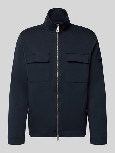 Produktfoto, Regular Fit Sweatjacke aus Baumwoll-Mix von Marc O'Polo, efekt: jednolity kolor, krój regular fit, zamek błyskawiczny dwustronny, naszywka z logo, stójka, długi rękaw, kieszenie z patką na piersi, wykończenie: scuba, materiał: mieszanka bawełny