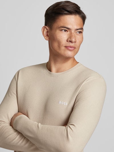 BOSS Longsleeve mit Rundhalsausschnitt Sand 3